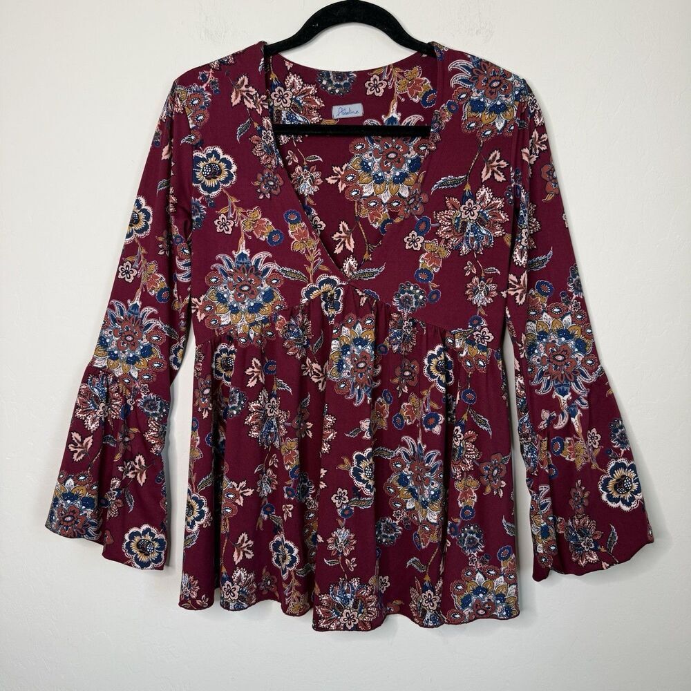 Abbeline Medium Floral Paisley Forest Fairy Babydoll Bell Long Sleeve Top